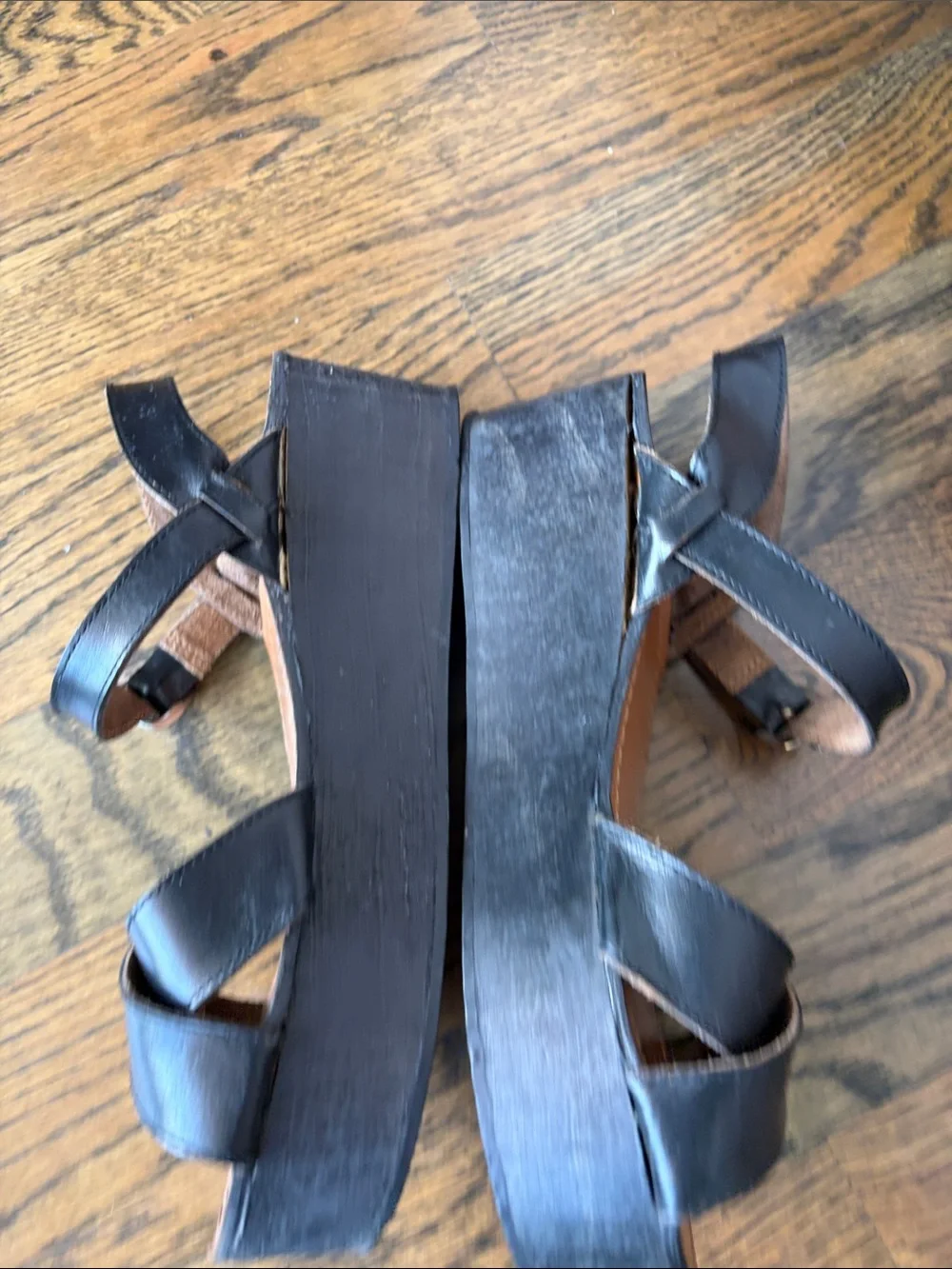 Women’s Black Platform Sandals with Ankle Strap